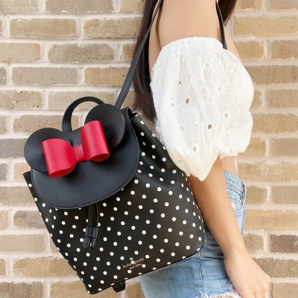kate spade Handbags - Disney x Kate Spade New York Minnie Mouse Drawstring Flap Backpack Black Dot Bow